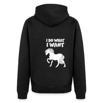 I don't care about horse - Unisex Premium Organic Zip Hoodie - black - Back - Nico (187cm)