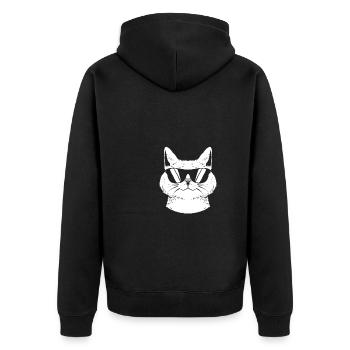 Vatertag Papa Katze - Unisex Premium Bio Zip Hoodie - Schwarz - Hinten - Nico (187cm)