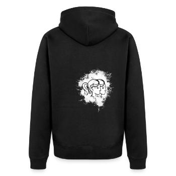Sternzeichen Zwillinge Symbol - Unisex Premium Bio Zip Hoodie - Schwarz - Hinten - Nico (187cm)