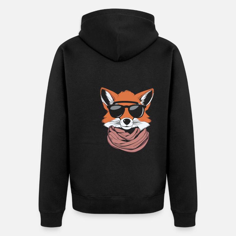 Fuchs Sonnenbrille - Unisex Premium Bio Zip Hoodie - Schwarz