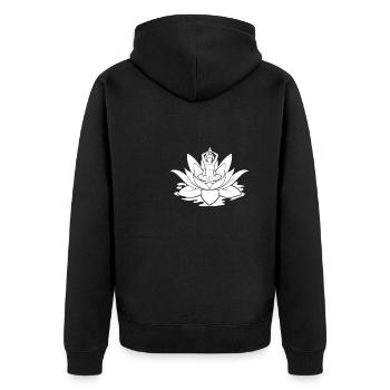 Yoga Lotus Blatt - Unisex Premium Bio Zip Hoodie - Schwarz - Hinten - Nico (187cm)