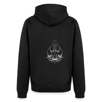 Yoga Lotus Blatt - Unisex Premium Bio Zip Hoodie - Schwarz - Hinten - Nico (187cm)