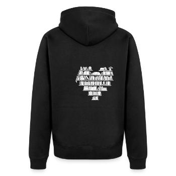 Buch Leseratte Bücherwurm - Unisex Premium Bio Zip Hoodie - Schwarz - Hinten - Nico (187cm)