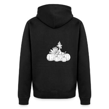 Thanksgiving Kürbis - Unisex Premium Bio Zip Hoodie - Schwarz - Hinten - Nico (187cm)