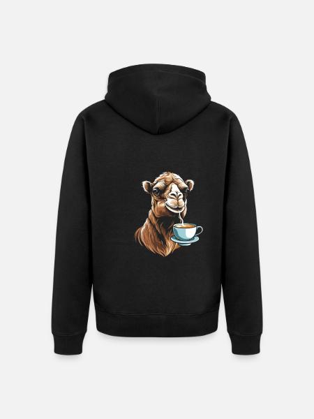 Camel Coffee - Unisex Premium Organic Zip Hoodie - black