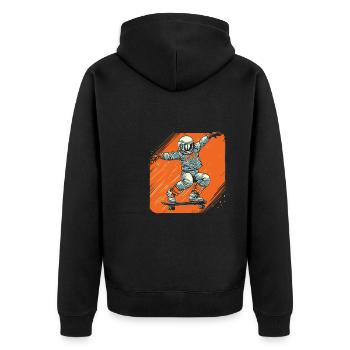 Skateboard Skater Astronaut - Unisex Premium Organic Zip Hoodie - black - Back - Nico (187cm)