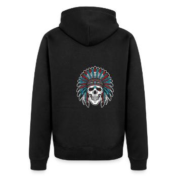 Indigenous Skull Skull - Unisex Premium Organic Zip Hoodie - black - Back - Nico (187cm)