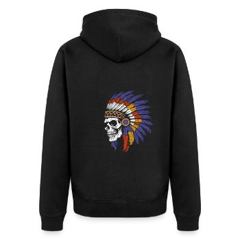 Indigenous Skull and Crossbones - Unisex Premium Organic Zip Hoodie - black - Back - Nico (187cm)