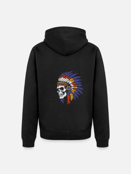 Indigenous Skull and Crossbones - Unisex Premium Organic Zip Hoodie - black