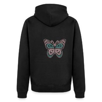 Schmetterling Tribal Butterfly - Unisex Premium Bio Zip Hoodie - Schwarz - Hinten - Nico (187cm)