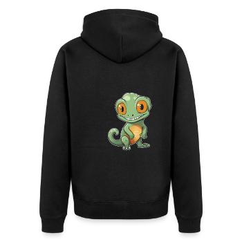 Chameleon Chamäleon Witzig - Unisex Premium Bio Zip Hoodie - Schwarz - Hinten - Nico (187cm)