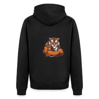 Tiger I Love Dad - Unisex Premium Bio Zip Hoodie - Schwarz - Hinten - Nico (187cm)