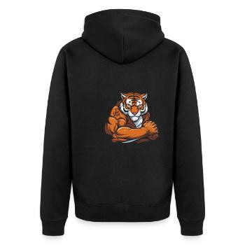 Tiger I Love Mom - Unisex Premium Bio Zip Hoodie - Schwarz - Hinten - Nico (187cm)