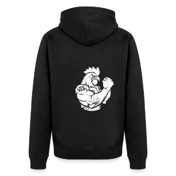 Poulet poule biceps tatouage j’aime papa - Veste à capuche bio Premium Unisexe - noir - Dos - Nico (187cm)