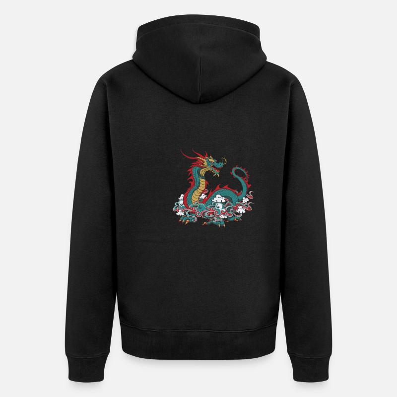 Année du Dragon 2024 - Veste à capuche bio Premium Unisexe - noir