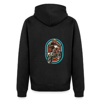 Mx Motocross Dirt Bike - Unisex Premium Bio Zip Hoodie - Schwarz - Hinten - Nico (187cm)