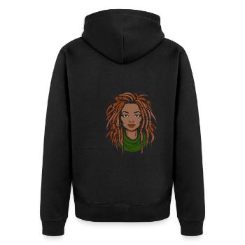 Rasta Hair Dreadlocks Dreads - Unisex Premium Organic Zip Hoodie - black - Back - Nico (187cm)
