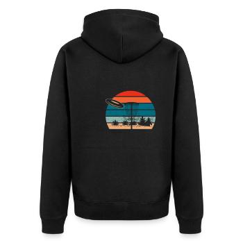 Frisbee Golf Disc Golf - Unisex Premium Bio Zip Hoodie - Schwarz - Hinten - Nico (187cm)