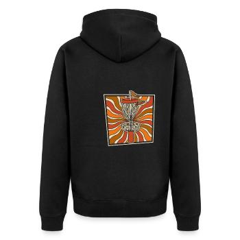 Frisbee Golf Disc Golf - Unisex Premium Bio Zip Hoodie - Schwarz - Hinten - Nico (187cm)