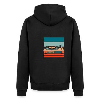 Collectionneur de disques vinyles - Veste à capuche bio Premium Unisexe - noir - Dos - Nico (187cm)