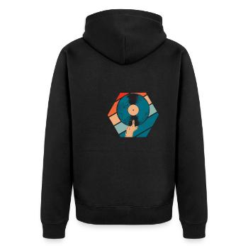 Collectionneur de disques vinyles - Veste à capuche bio Premium Unisexe - noir - Dos - Nico (187cm)