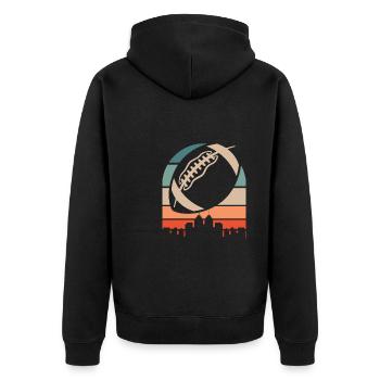 American Football - Unisex Premium Bio Zip Hoodie - Schwarz - Hinten - Nico (187cm)
