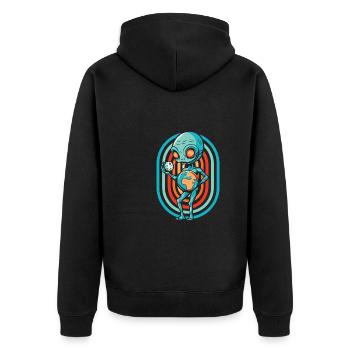 Alien Außerirdischer - Unisex Premium Bio Zip Hoodie - Schwarz - Hinten - Nico (187cm)