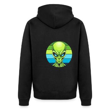 Alien Außerirdischer - Unisex Premium Bio Zip Hoodie - Schwarz - Hinten - Nico (187cm)