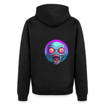 Alien Außerirdischer - Unisex Premium Bio Zip Hoodie - Schwarz - Hinten - Nico (187cm)