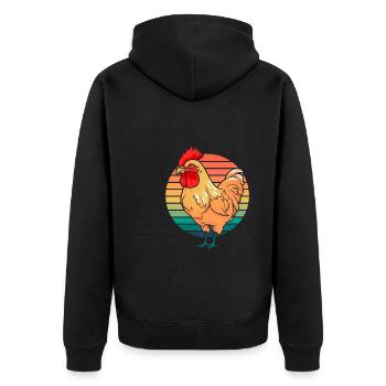 Huhn Henne - Unisex Premium Bio Zip Hoodie - Schwarz - Hinten - Nico (187cm)