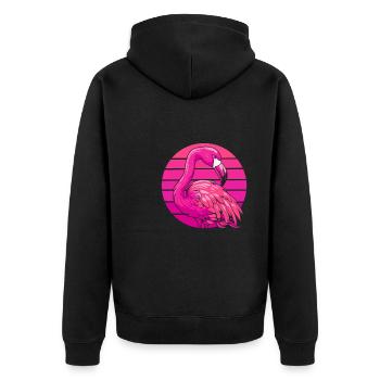 Flamingo - Unisex Premium Organic Zip Hoodie - black - Back - Nico (187cm)