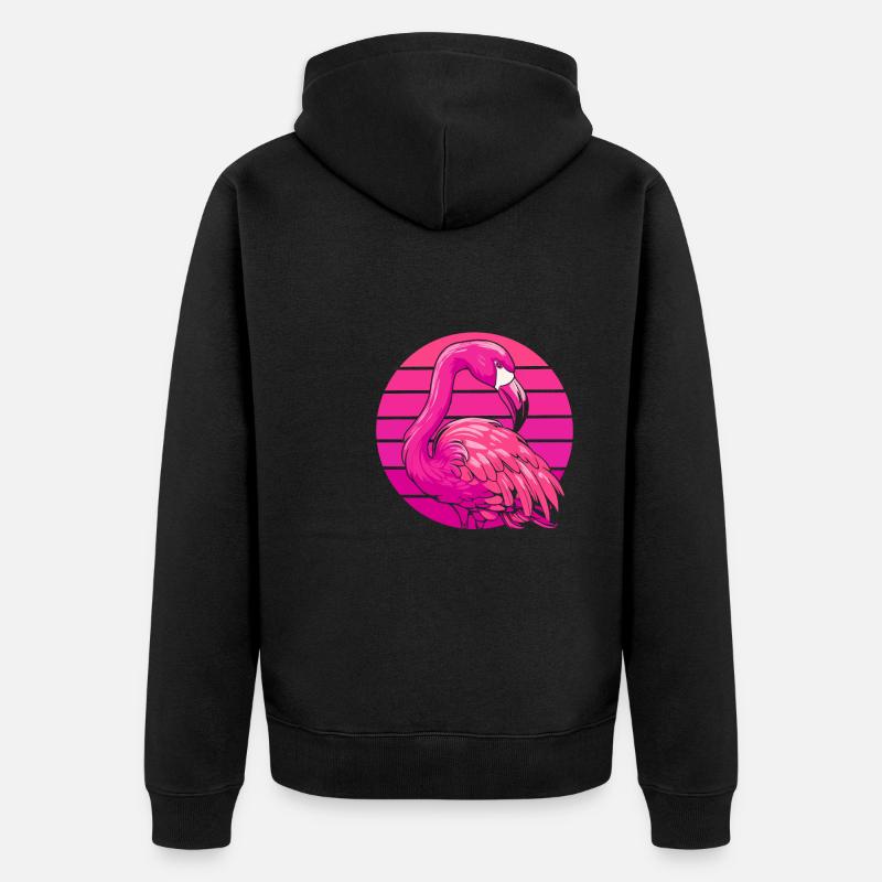 Flamingo - Unisex Premium Bio Zip Hoodie - Schwarz