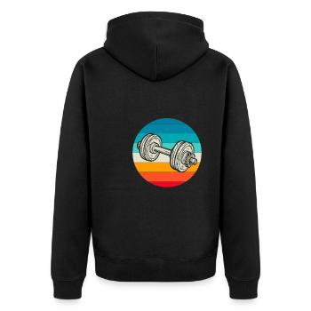 Fitness - Unisex Premium Organic Zip Hoodie - black - Back - Nico (187cm)