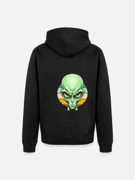 Alien Außerirdischer - Unisex Premium Bio Zip Hoodie - Schwarz
