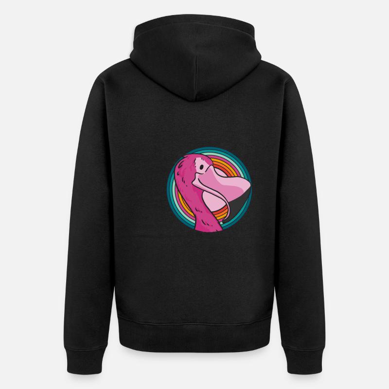 Flamingo - Unisex Premium Bio Zip Hoodie - Schwarz