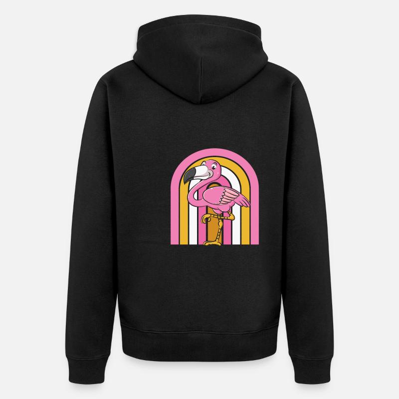 Flamingo - Unisex Premium Bio Zip Hoodie - Schwarz