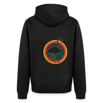 Flamingo - Unisex Premium Organic Zip Hoodie - black - Back - Nico (187cm)