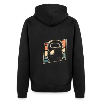 Fitness - Unisex Premium Organic Zip Hoodie - black - Back - Nico (187cm)