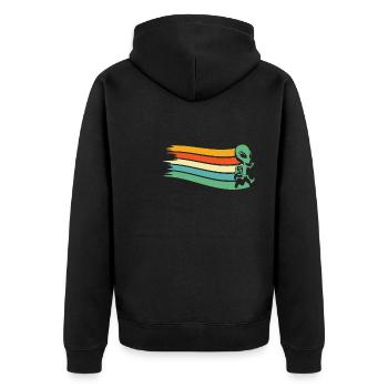Alien Außerirdischer - Unisex Premium Bio Zip Hoodie - Schwarz - Hinten - Nico (187cm)