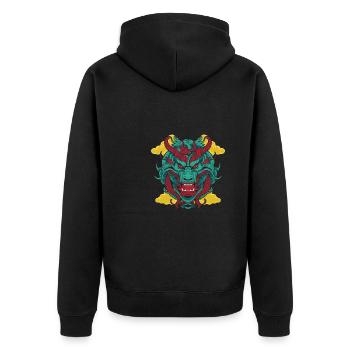 Jahr Des Drachen 2024 - Unisex Premium Bio Zip Hoodie - Schwarz - Hinten - Nico (187cm)