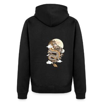 Jahr Des Drachen 2024 - Unisex Premium Bio Zip Hoodie - Schwarz - Hinten - Nico (187cm)