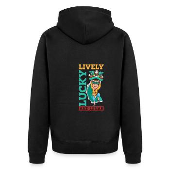 Jahr Des Drachen 2024 - Unisex Premium Bio Zip Hoodie - Schwarz - Hinten - Nico (187cm)