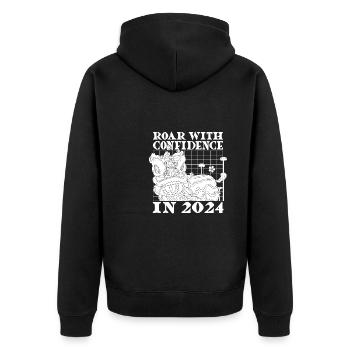 Jahr Des Drachen 2024 - Unisex Premium Bio Zip Hoodie - Schwarz - Hinten - Nico (187cm)