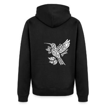 Kolibri Tribal Hummingbird - Unisex Premium Bio Zip Hoodie - Schwarz - Hinten - Nico (187cm)