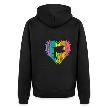 Colibri Coeur Arc en ciel Coeur - Veste à capuche bio Premium Unisexe - noir - Dos - Nico (187cm)