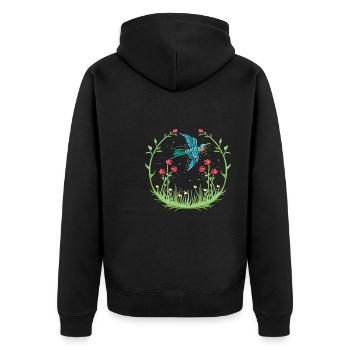 Kolibri Blumen Blumenvogel - Unisex Premium Bio Zip Hoodie - Schwarz - Hinten - Nico (187cm)