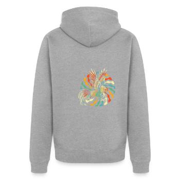 Chicken Hen - Unisex Premium Organic Zip Hoodie - heather grey - Back - Nico (187cm)