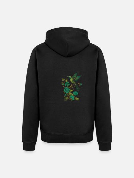 Hummingbird - Unisex Premium Organic Zip Hoodie - black