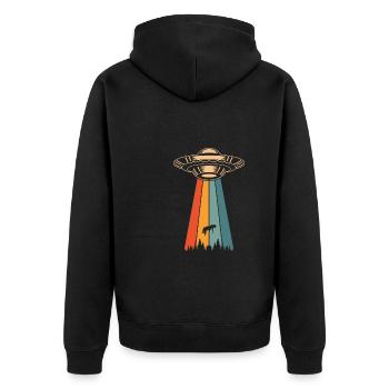 Alien Außerirdischer - Unisex Premium Bio Zip Hoodie - Schwarz - Hinten - Nico (187cm)