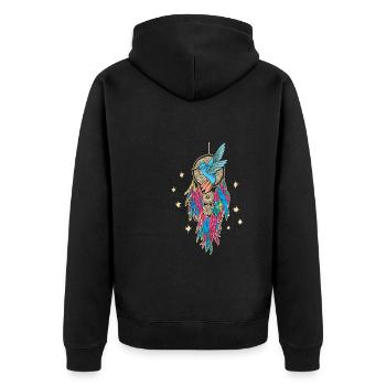Hummingbird Dreamcatcher Bird - Unisex Premium Organic Zip Hoodie - black - Back - Nico (187cm)